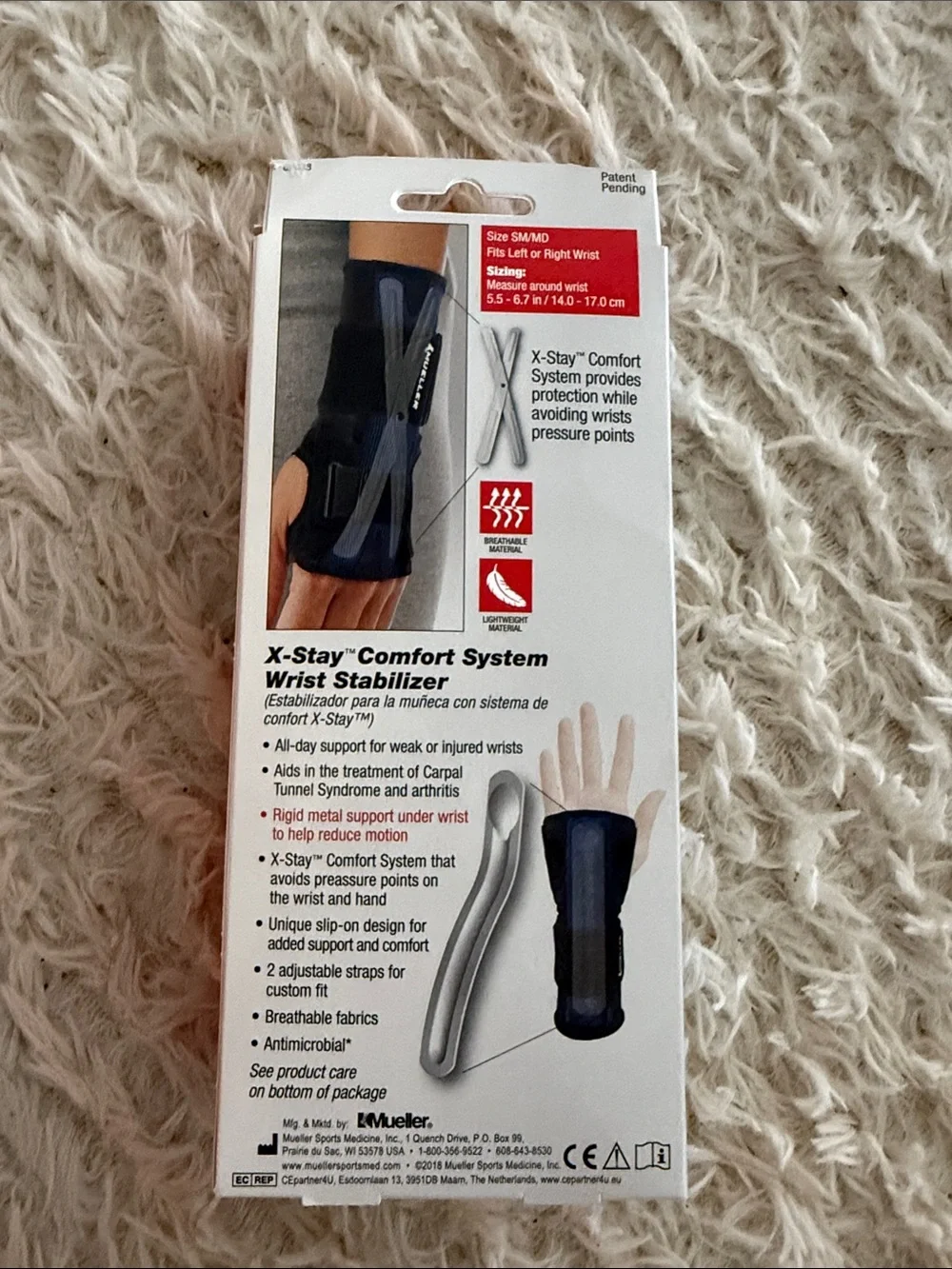 Mueller Blue Wrist Stabilizer Support Brace - Adjustable Comfort